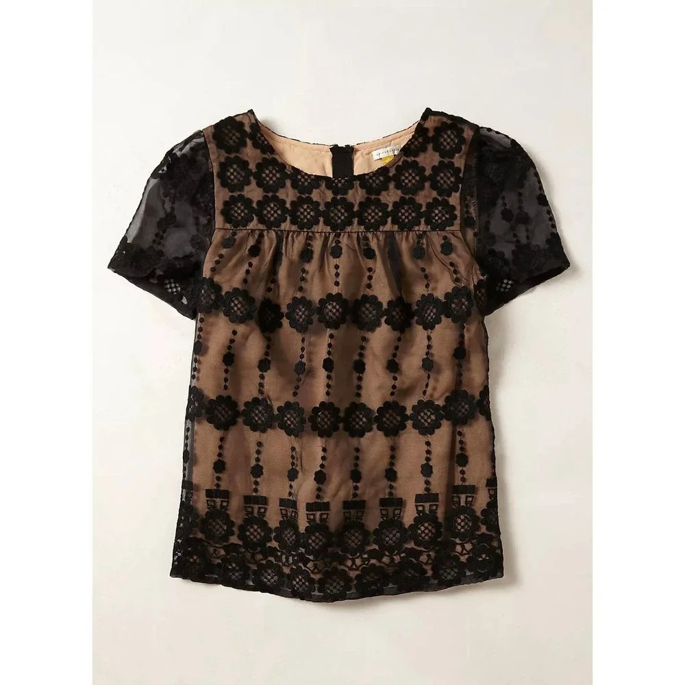 Anthropologie Black Lace Blouse